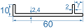 Алюмінієвий кутник різносторонній 60x10x2,4 б.п.