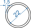 Алюмінієва труба кругла ø 22x1.5 мм б.п.