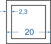 Алюмінієва труба квадратна 20x20x2.3 Анод 6082
