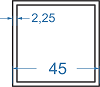 Алюмінієва труба квадратна 45x45x2.25 Анод 6082