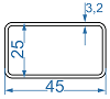 Алюмінієва труба прямокутна 45x25x3,2 б.п.