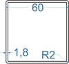 Алюмінієва труба квадратна 60x60x1.8 б.п.
