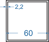 Алюмінієва труба квадратна 60x60x2.2 б.п.