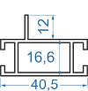 Алюмінієвий ригель 40.5x16.6 б.п.