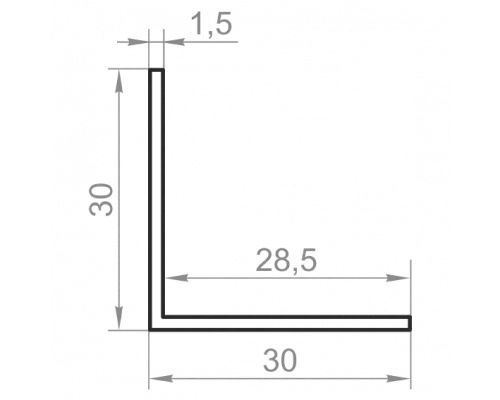Алюмінієвий кутник рівносторонній 30x30x1.5 Анод