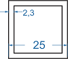 Алюмінієва труба квадратна 25x25x2.3 б.п.