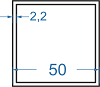 Алюмінієва труба квадратна 50x50x2.2 Анод 6082