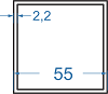 Алюмінієва труба квадратна 55x55x2.2 б.п.