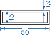 Алюмінієва труба прямокутна 50x15x1.9 б.п.