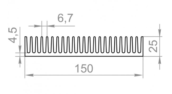 Алюмінієвий радіаторний профіль 150x25 б.п. Алюмінієвий радіаторний профіль 150x25 б.п.