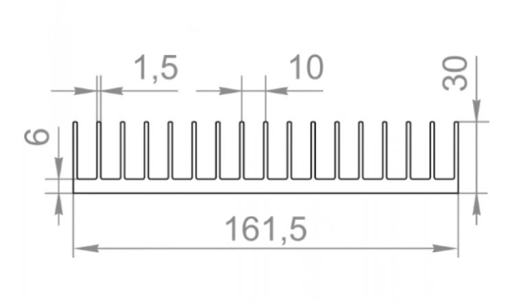 Алюмінієвий радіаторний профіль 161.5x30 б.п. Алюмінієвий радіаторний профіль 161.5x30 б.п.
